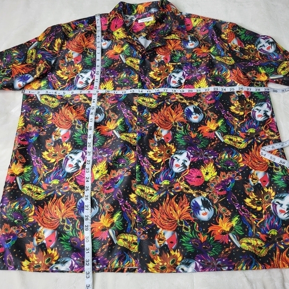 Vittorio Farino Colorful Button Up Shirt. Mardi Gras Vibrant. Masks Colorful XX - Picture 12 of 12